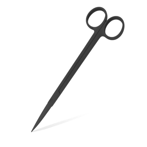Mandala Crafts 10 Inches Black Stainless Steel Straight Aquarium Scissors for Trimming Aquatic Plants – Long Aquascape Scissors for Fish Tanks, Hospital Tanks, Goldfish Bowls, and Terrariums - color: Black Straight Scissors, size: 10 Inches