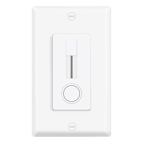 1 Pack Single Pole LED Dimmer Switch - No Neutral Wire Required, Slide Light Dimmer Switch for 150W Max LED/CFL, 600W Max Incandescent/Halogen, ETL Listed, White