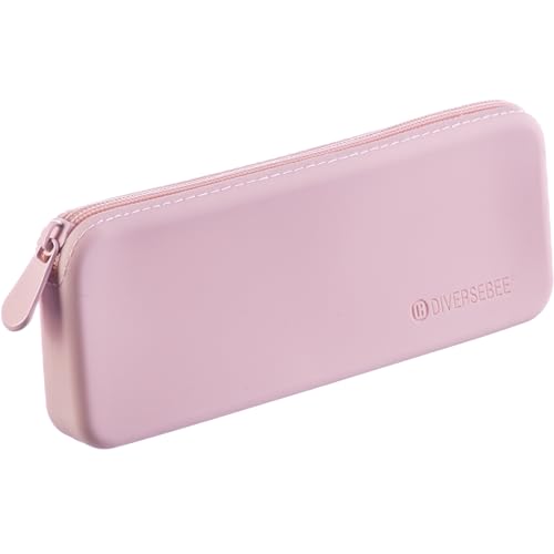 DIVERSEBEE Soft Silicone Pencil Case, Aesthetic Pencil Pouch with Zipper, Cute Pen Bag for School, Bible Journaling Supplies and Accessories, Pencil Organizer (Cherry) - color: Cherry
