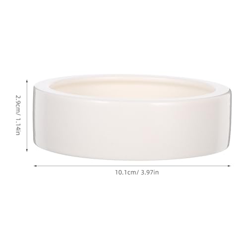 Reptile Feeding Bowls with Stable Desktop Standing Ceramic 2 Pcs for Small Lizards and Anti-Escape Design, White Round Food and Water Dishes for Reptile Feeding