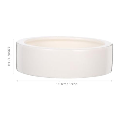 Mikikit 2 Pcs White Ceramic Lizard Feeder Bowls with Anti-Escape Design, Safe Round Small Feeding Dishes for Reptile Food and Water, for Small Reptile Animals