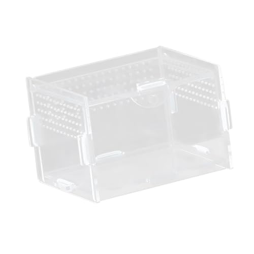 Reptile Breeding Box Terrarium Habitat Tank Transparent Acrylic Enclosure with Ventilation Holes for Snakes Frogs Turtles Geckos Small Animals- 10x8x7cm