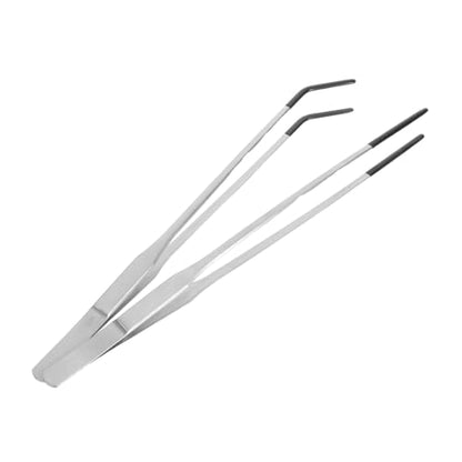 OSALADI 2pcs Aquarium Tweezers Stainless Steel Curved Tongs Long Handle Reptile Snake Feeding Tongs Accessories For Aquatic Plants Lizards