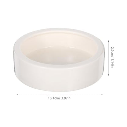 SECFOU Reptile Feeding Bowls Anti-Escape Design 2 Pcs Ceramic Space-Saving Round Bowls for Lizards and Small Reptile Animals for Terrarium Use
