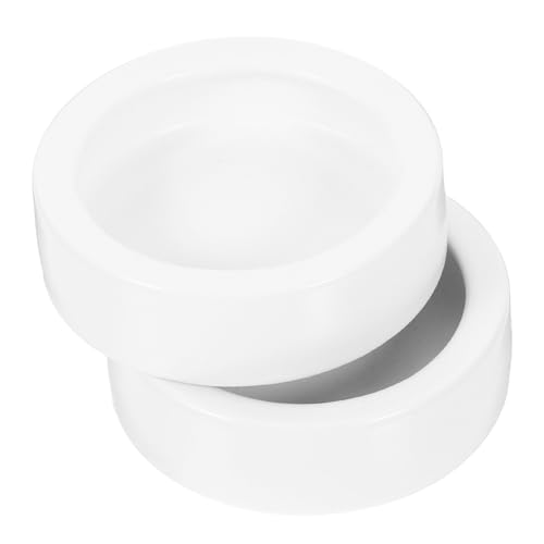 Gadpiparty 2 Pcs Ceramic Reptile Feeding Bowls for Small Reptile Animals and Lizards, White Round Anti-Escape Food and Water Dish, Easy to Clean Terrarium Supplies