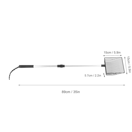 FOSA Cat Litter Scoop, Litter Cleaner Corner Shovel with Long Extendable Handle, Lightweight Metal Chicken Coop Poop Scooper to Clean Reptile Terrarium Sand Waste (Model A 2 Section - size: Model A 2 Section Handle