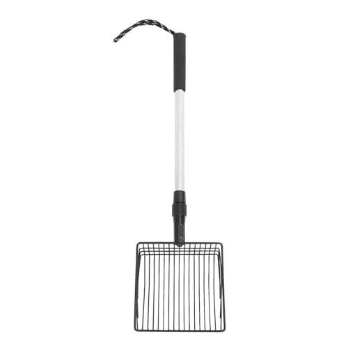 FOSA Cat Litter Scoop, Litter Cleaner Corner Shovel with Long Extendable Handle, Lightweight Metal Chicken Coop Poop Scooper to Clean Reptile Terrarium Sand Waste (Model A 2 Section - size: Model A 2 Section Handle