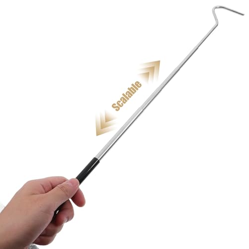Cabilock Retractable Stainless Steel Snake Hook with Handle, Telescopic Adjustable Reptile Catcher Tool for Safe Snake Handling and Rattlesnake Control in Terrariums