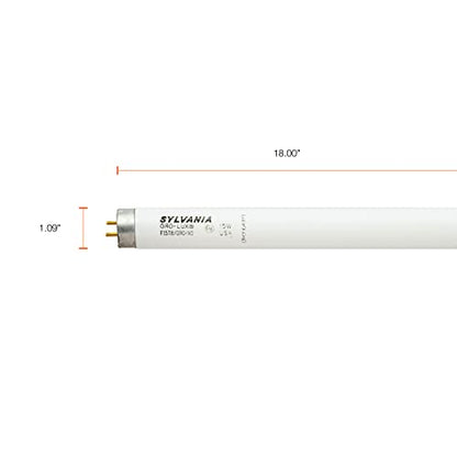 SYLVANIA T8 Gro-Lux Fluorescent Tube 18" Light Bulb, 15W, G12 Bi-Pin Base, 325 Lumens, Non-Dimmable, 5500K – 1 Pack (21657), White