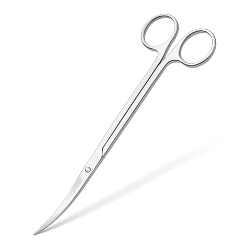 Mandala Crafts 10 Inches Silver Stainless Steel Curved Aquarium Scissors for Trimming Aquatic Plants – Bent Aquascape Scissors for Fish Tanks, Hospital Tanks, Goldfish Bowls, and Terrariums - color: Stainless Steel Curved Scissors, size: 10 Inches