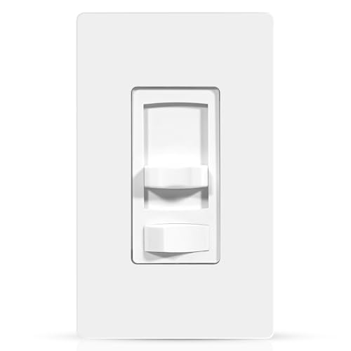 Dimmer Light Switch, for 300W Dimmable LED/CFL Lights and 600W Incandescent/Halogen, Single Pole/3-Way LED Slide Dimmer, Wall Plate Included, UL Listed, White - color: white
