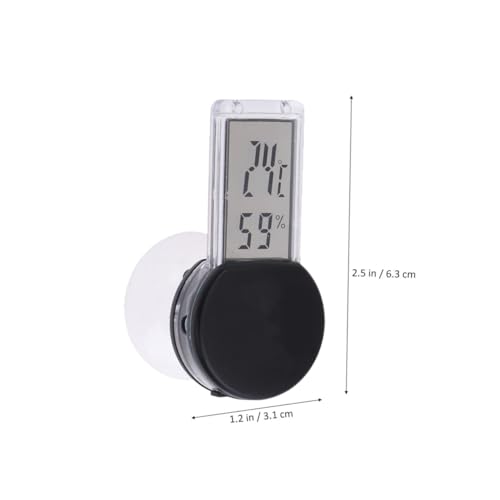 UKCOCO Suction Cup Thermometer Hygrometer Digital Humidity Indoor Temperature Display for Reptile Terrarium Bedroom Home Use Black