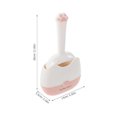Healifty Wall-Mounted Cat Litter Scoop with Fine Mesh and Dual-Slot Sifting, Plastic Poop Scooper for Cat Litter Box Cleaning, Pink Pet Sand Shovel for Kitten and Reptile Waste Removal
