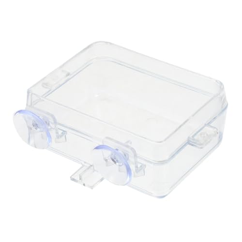 Abaodam Reptile Feeding Bowl with Suction Cups Chameleon Water Feeder for Bearded Dragon Gecko More Safe Easy Clean Design for Food and Water for Mesh Cages - color: Transparent, size: 13.50X6.50X3.50CM