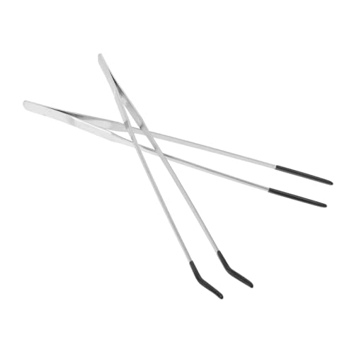 Levemolo 2pcs Long Aquarium Tweezers: Straight And Curved Tweezers - Stainless Steel Reptile Feeding Tongs Terrarium Tools Supplies