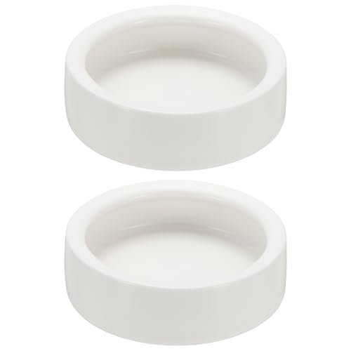 Reptile Food Bowl, Worm Water Dish Ceramic Pet Bowl Food Dish Anti Escape Feeder Small (3 in, White, 2 Pack), Intended for Gecko/Scaled Pet/Amphibians/Spiders/Small Mammals - color: White, size: 3 In