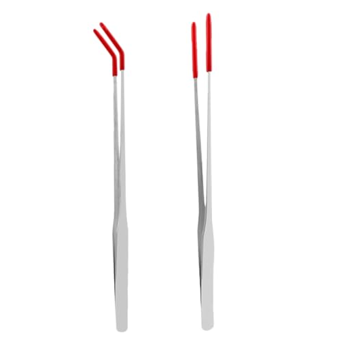 2pcs Straight Curved Tongs for Flexible Handling Safe Distance Feeding for Lizards Snakes and Aquarium Plants