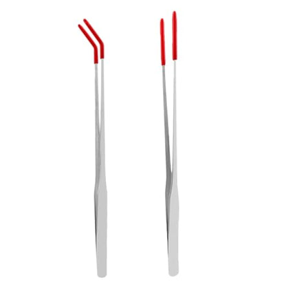 2pcs Straight Curved Tongs for Flexible Handling Safe Distance Feeding for Lizards Snakes and Aquarium Plants