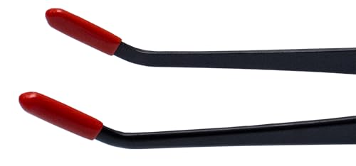 Feeding Tweezers Stainless Steel feeder with black baked paint finish and Rubber tips Curved long handle Retile shedding aid tool 2pcs