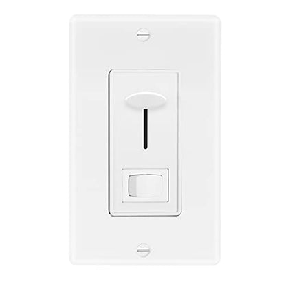 Maxxima Low Voltage 0-10V Slide Dimmer Switch LED & Incandescent Compatible | Vertical Slide Light Control, On/Off Switch, Wall Plate Included