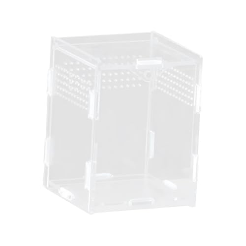 Reptile Breeding Box Terrarium Habitat Tank Transparent Acrylic Enclosure with Ventilation Holes for Snakes Frogs Turtles Geckos Small Animals- 8x7x10cm