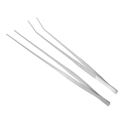 Toddmomy 2pcs Feeding Tongs Plant Curve Aquarium Tweezers Bearded Dragon Food Tongs Tweezers Feeding Fish for Terrarium Extra Long Reptile Supply Silver Stainless Steel