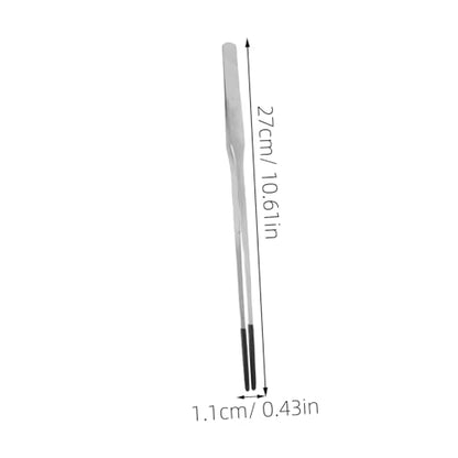 Mikikit 2pcs Stainless Steel Long Aquarium Tweezers with Rubber Tips Curved Feeding Tongs for Reptiles Terrarium Tools for Snake Gecko and Other Pet Supplies