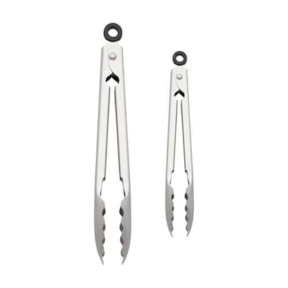 KitchenAid Set of 2 Stainless Steel Tongs with Scalloped Edges Easy Lock Dishwasher Safe Durable and Versatile 7 Inch and 9 Inch Silver - color: Stainless Steel, size: 7 and 9 Inches