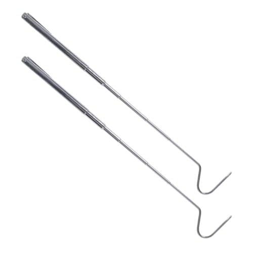 NUOBESTY 2pcs Stainless Steel Telescoping Snake Hooks Reptile Catching Tools Extendable 71cm Snake Grabbers for Safe Handling and Transport and Reptiles