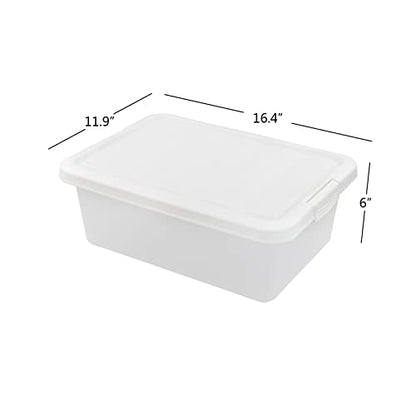 14 Quart Clear Storage Box, Underbed Plastic Latch Box with White Lids, 2-Pack - color: White