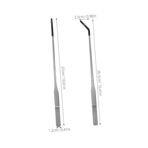 Levemolo 2pcs Long Aquarium Tweezers: Straight And Curved Tweezers - Stainless Steel Reptile Feeding Tongs Terrarium Tools Supplies