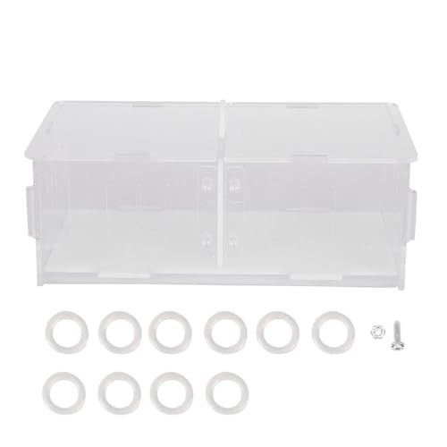 Acrylic Reptile Breeding Box, Feeding and Landscaping Container, 19 x 11 x 7.2cm - Durable Transparent Design, Movable Partition, Easy Viewing and Cleaning