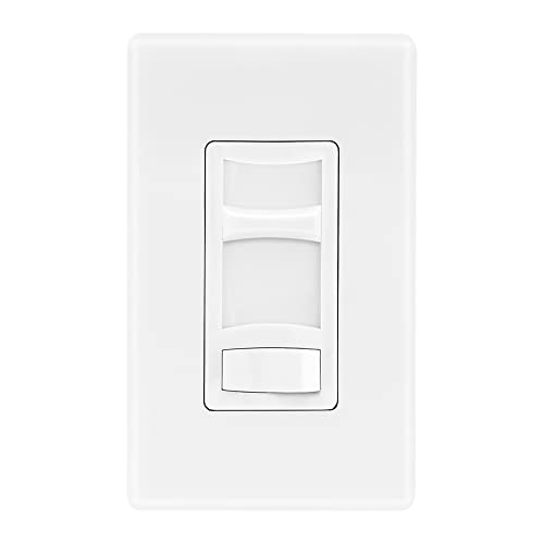 Maxxima LED Slide Dimmer Switch, White, 3-Way/Single Pole, 600 Watt Max | LED Compatible, Decorative Electrical Light Switch, On/Off Switch, Screwless Wall Plate Cover Included