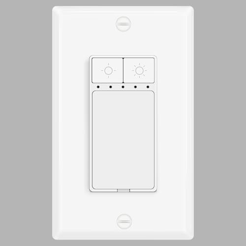 1 Pack Single Pole Dimmer Light Switch for 150W Dimmable LED/CFL Lights and 600W Incandescent/Halogen,Neutral Wire Required Continuous Dimming Switch, Rocker Dimmer Switch, ETL/FCC Certified - color: Single-Pole Push Dimmer