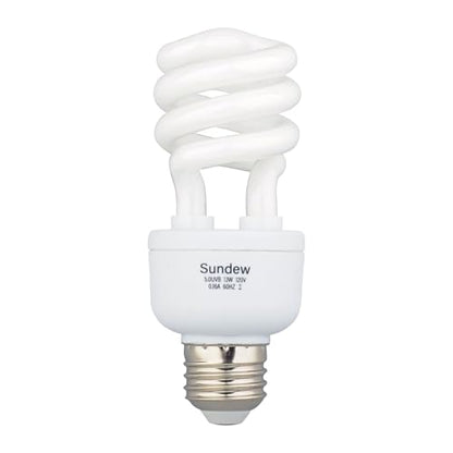 Sundew 5.0 UVB Compact Fluorescent Reptile Light Bulb, Tropical Terrarium Lamp for Reptiles and Amphibians, E26 Base, 120V