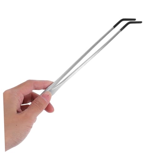 VILLCASE 2pcs Stainless Steel Curved Aquarium Tweezers Rubber Tips for Reptile Feeding for Snakes Turtles Lizards and Safe Pet Feeding Tongs