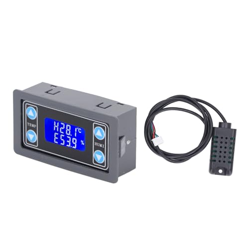 Temperature Humidity Controller Dual Relay Output 10A 0.1°C 0.1%RH Precision Machined for Greenhouse Grow Tent, Automatic Cooling Dehumidification Mode for Plant Growth Fermentation