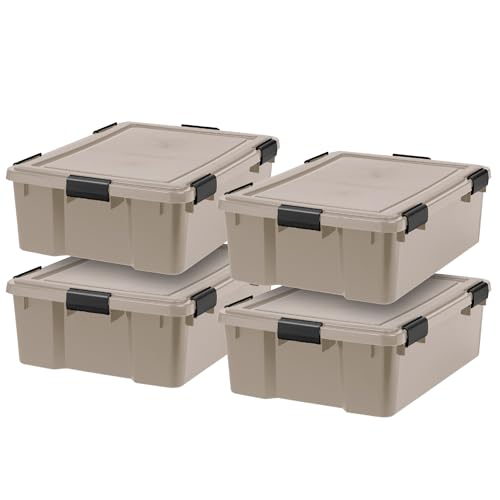 IRIS USA 4-Pack Gasket Box, 41 Quart Weather-Resistant Storage Bins with Latching Lids,Heavy-Duty Organizing Containers for Closet, Bathroom, and Office - - size: 41 Qt. - 4 Pack