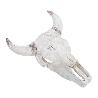 DOITOOL Bull Skull Reptile Hide Box Resin Aquarium Decor 20.5x17x9cm Desert Habitat Ornament for Tortoise Turtle Lizard Chameleon Cage Accessories
