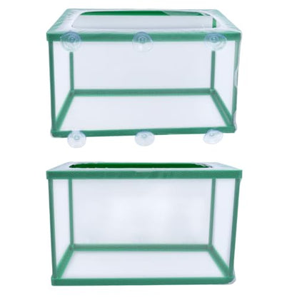 MY MIRONEY 2PCS 10.43" x 5.91" x 5.91" Fish Tank Breeder Green Nylon Fish Incubator Mesh Box Aquarium Fish Fry Hatchery Breeder with Suction Cups - style: 10.43" x 5.91" x 5.91"; Green; without Divider