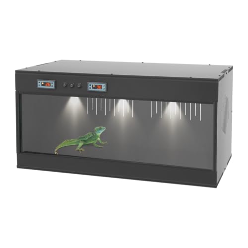 Reptile Terrarium Habitat, Front Opening ReptilesTanks Pet Breeding Box w/Independent Dual Temperature Control & Glass Sliding Door, for Lizard Chameleon Frog Snake Tarantulas Scorpion, 31" ×16" × 16"
