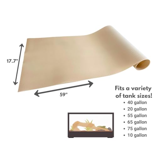 Tank Liner, 17.7" x 59", Reptile Terrarium Substrate Mat Carpet Bedding, Enclosure Liner for Bearded Dragon Leopard Gecko Lizard Tortoise Snake (Beige) - color: Beige