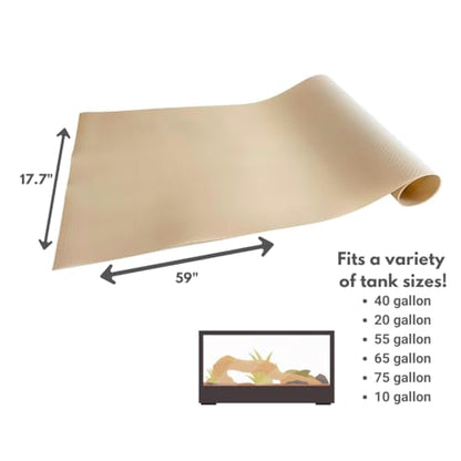 Tank Liner, 17.7" x 59", Reptile Terrarium Substrate Mat Carpet Bedding, Enclosure Liner for Bearded Dragon Leopard Gecko Lizard Tortoise Snake (Beige) - color: Beige