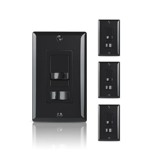 ECOELER Dimmer Light Switch, Single-Pole/3 Way, Full Range Decora Dimmer Switch for 300W Dimmable LED/CFL Lights and 600W Incandescent/Halogen, Wall Plate Included, ETL Listed, Black, 4 Pack - color: Black, size: 4 - Pack