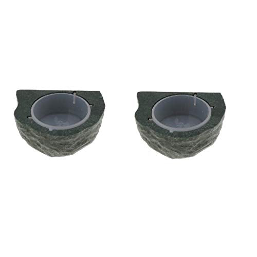 2 Pieces Magnetic Feeding Bowl Reptile Feeder for Lizard Snake Crested Gecko (Green) - color: Green
