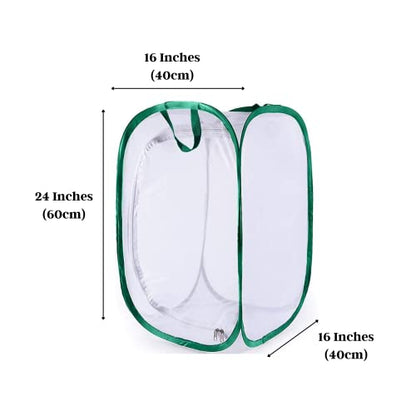 SunGrow Foldable Butterfly Habitat, 24" Butterfly Cage for Caterpillars, Create Farm, Enclosure for Breeding Soldier Fly, Ladybug, Dragonfly, or Housefly for Chicken and Reptile Feed, Green