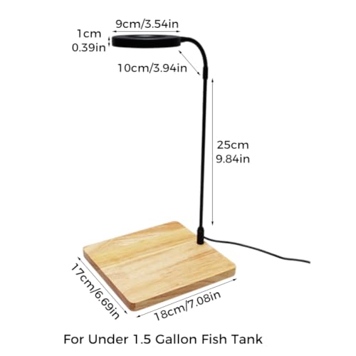 LED Aquarium Light for Under 1.5 Gallon Fish Tank，360 Degree Full Spectrum LED Light with Bamboo Board 10W Nano Fish Tank Light USB Powered Bett a Fish Tank Light for Plant Growth - size: 10w s / 6.69x7.28inch