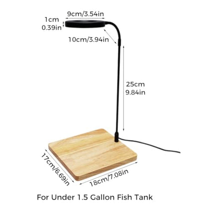 LED Aquarium Light for Under 1.5 Gallon Fish Tank，360 Degree Full Spectrum LED Light with Bamboo Board 10W Nano Fish Tank Light USB Powered Bett a Fish Tank Light for Plant Growth - size: 10w s / 6.69x7.28inch