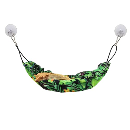 Gecko Tank Accessories, Reptile Hammock with Elastic Rope and Suction Cups, Terrarium Accessories for Crested Gecko, Leopard Gecko, Little Snake