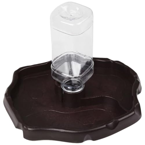 Homoyoyo Automatic Reptile Water Feeder and Turtle Feed Bowl with Water Reservoir Deep Coffee Color for Gecko and Tortoise Terrarium Accessories